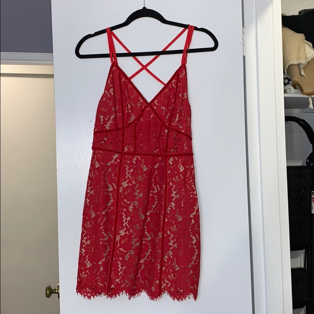 Red lace dress
